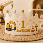 Personalized Little Fisherman Birthday Crown, Embroidered Fishing Crown, Custom Name First Birthday Hat