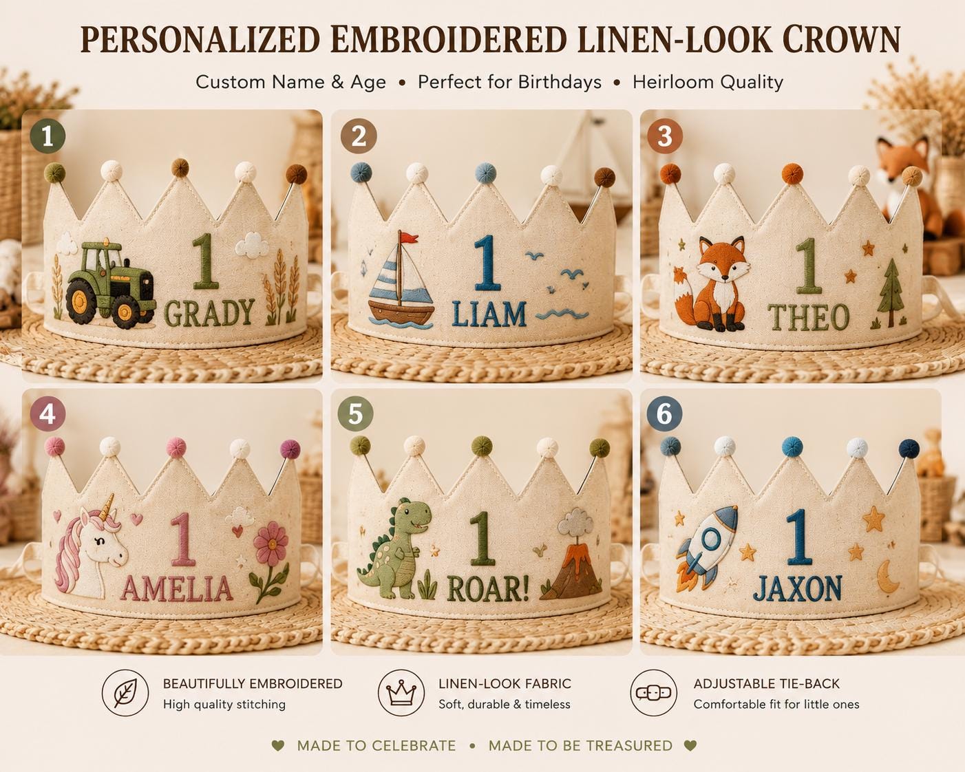 Personalized Pumpkin Birthday Crown, Embroidered Fall Crown, Custom Name Little Pumpkin First Birthday Hat