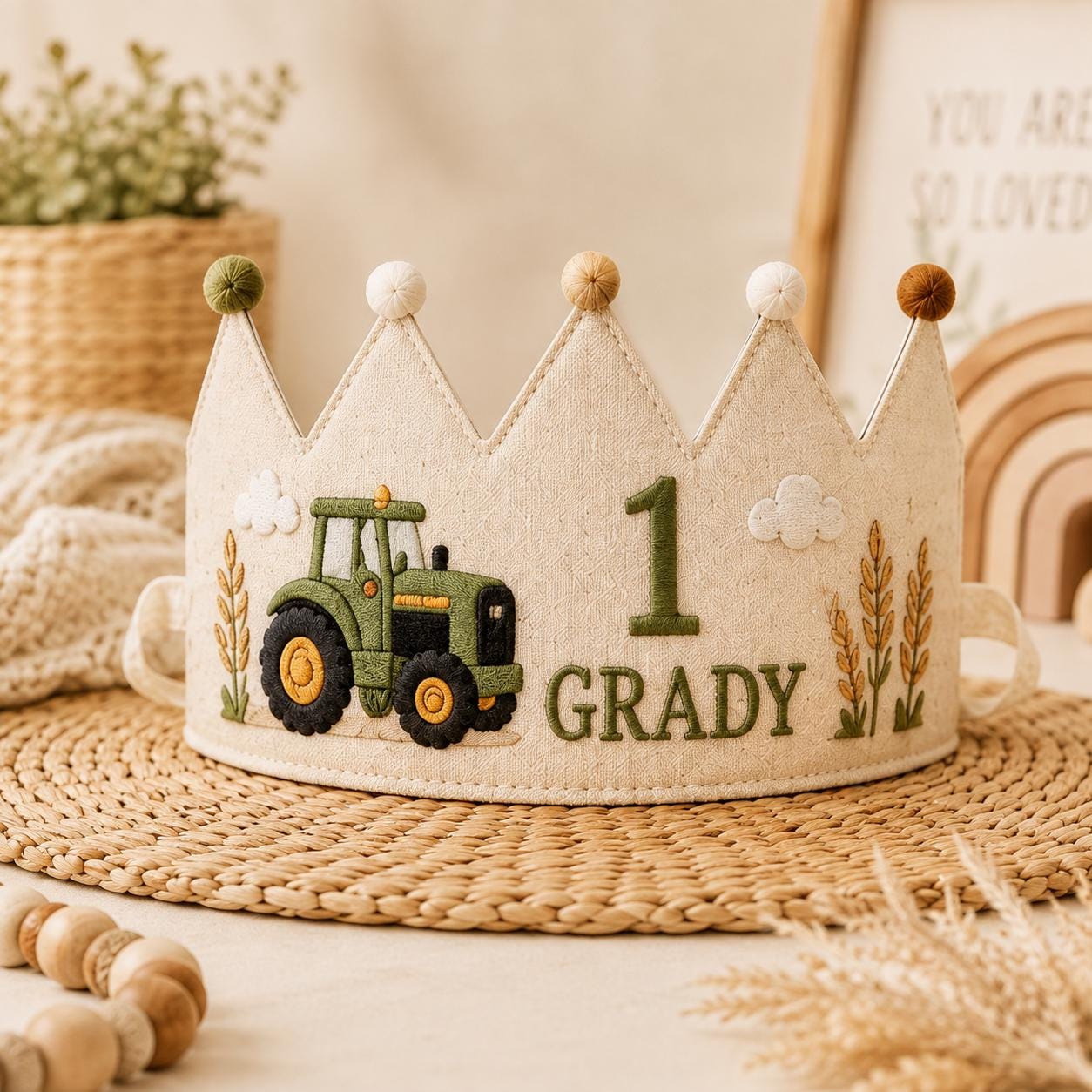 Personalized Pumpkin Birthday Crown, Embroidered Fall Crown, Custom Name Little Pumpkin First Birthday Hat