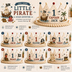 Personalized Little Pirate Birthday Crown, Embroidered Linen-Look Ocean Adventure Crown, Custom Name First Birthday Hat