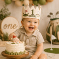 Personalized Golf Birthday Crown, Embroidered Linen-Look Little Golfer Crown, Custom Name First Birthday Hat